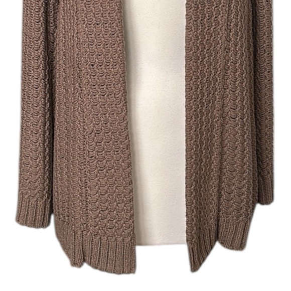 CHICO’S Crochet Open Cardigan Sweater Brown Neutral Bohemian Earthy Size Medium - Picture 6 of 16